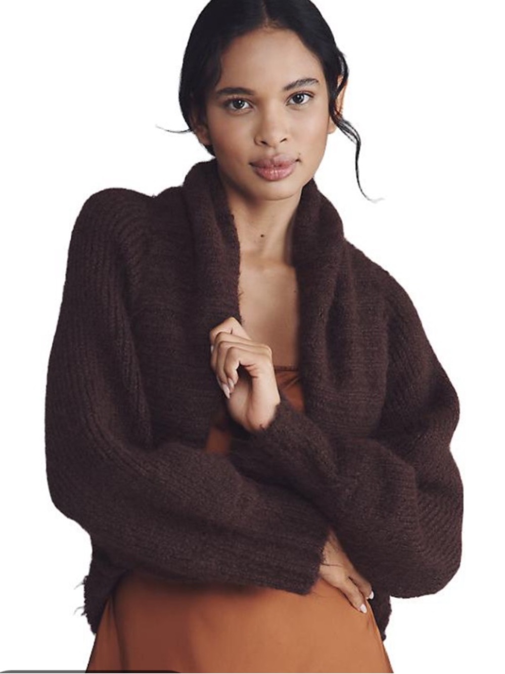 Anthropologie Mare Mare Cropped Shrug Chocolate Women’s OS NWT Fall Travel